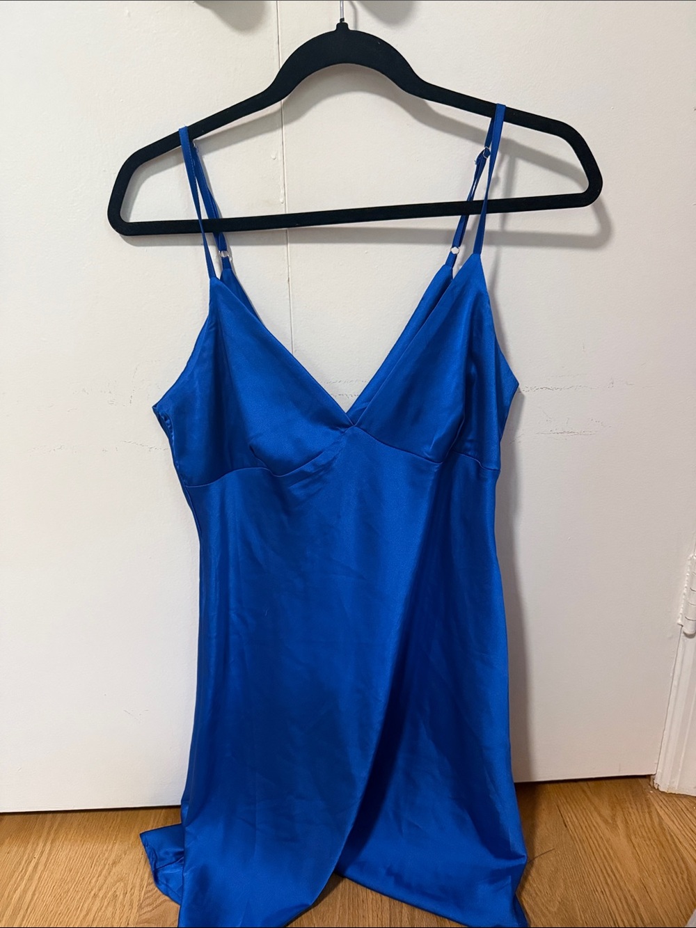 Satin Slip Mini Dress in Royal Blue